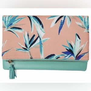 Rachel‎ Pally Reversible Foldable
Clutch Bag Paradise Print 12X10 Aqua Pink NWOT